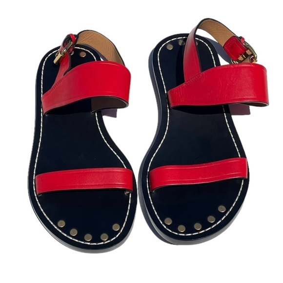 Isabel Marant Jizza Leather Sandals gold buckle red women’s 6 EUR 36 NEW - Picture 1 of 13